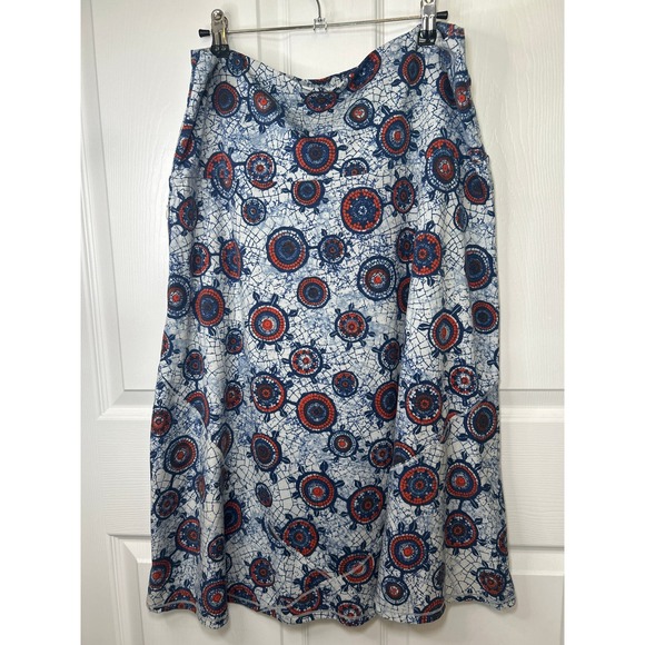 ExOfficio Womens XL Midi Skirt Blue Orange Abstract Travel Casual Skirt - Picture 1 of 8